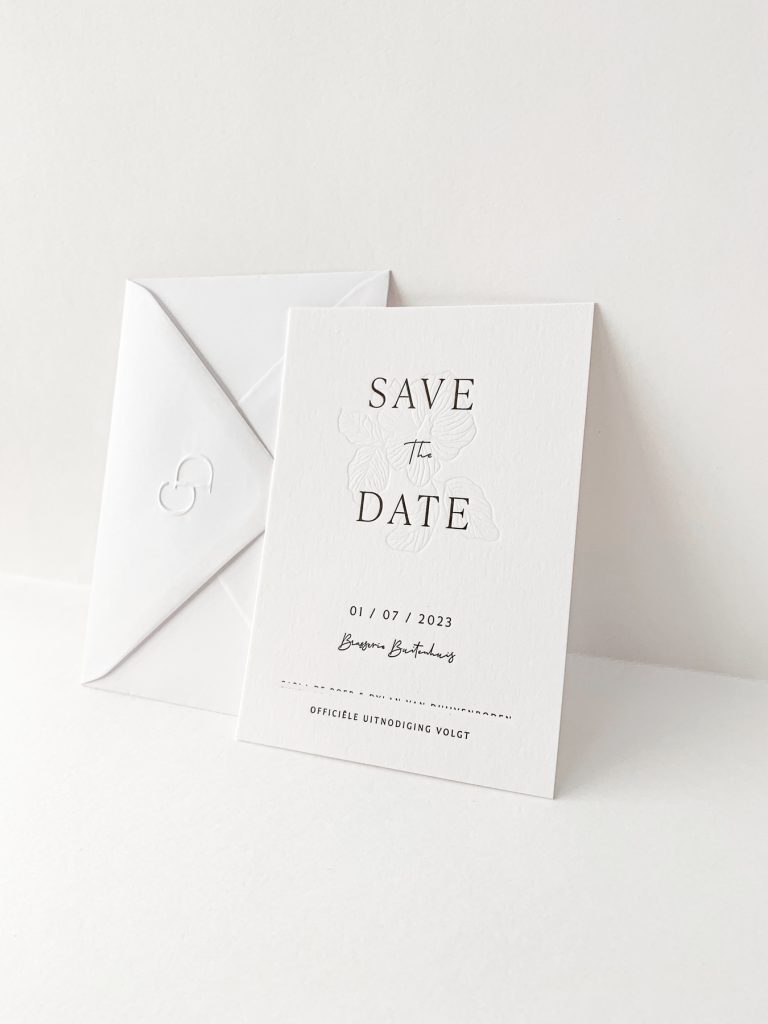 Letterpress Save the Date trouwkaart