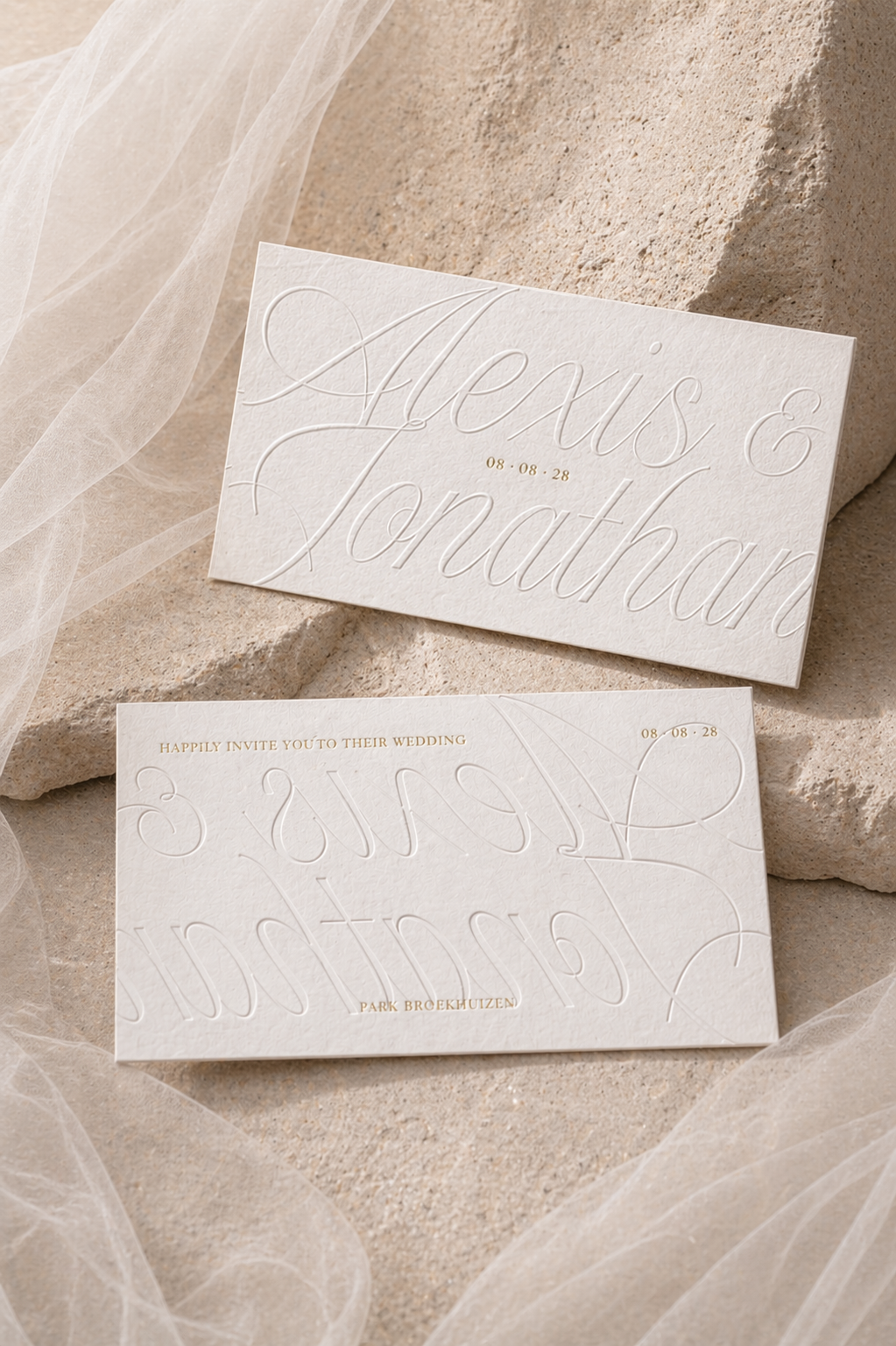 Debossed Romantic Wedding Invitations